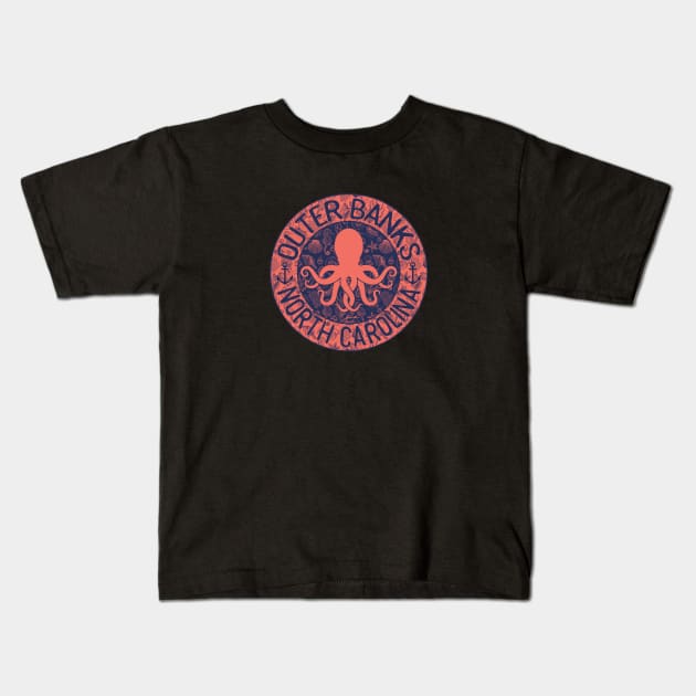 Outer Banks, North Carolina, with Octopus Kids T-Shirt by jcombs